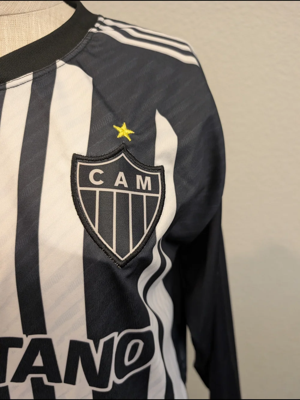 Unisex Atlético Mineiro Black & White Striped Soccer Brazil Jersey Men's Sz M